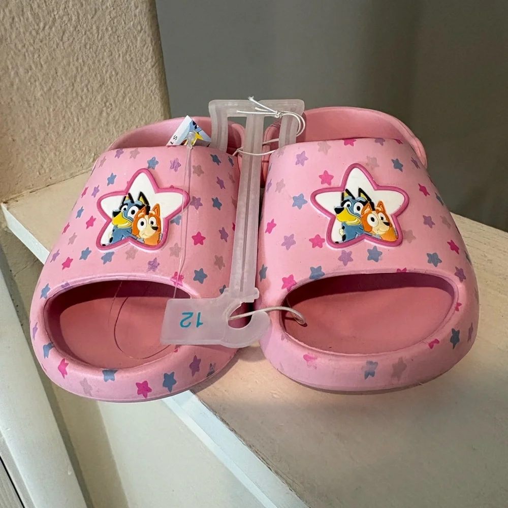 Bluey Toddler Comfort Slide Sandals Pink, Size 12c, New with Tags